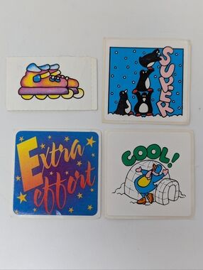 Vintage Stickers Encouragement Penguins Igloo